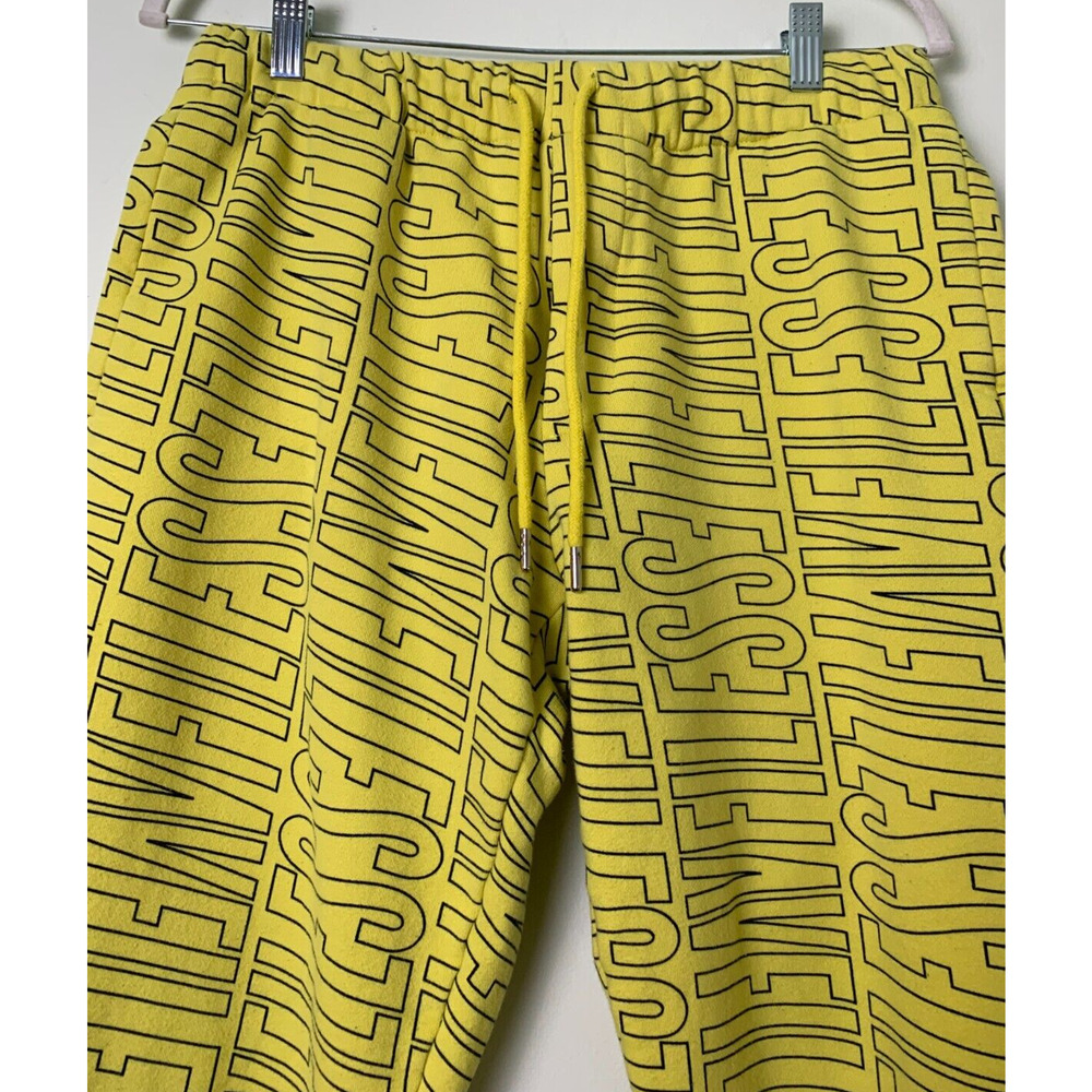 VFILES Men's Yellow All Over Logo Sweatpants Medium